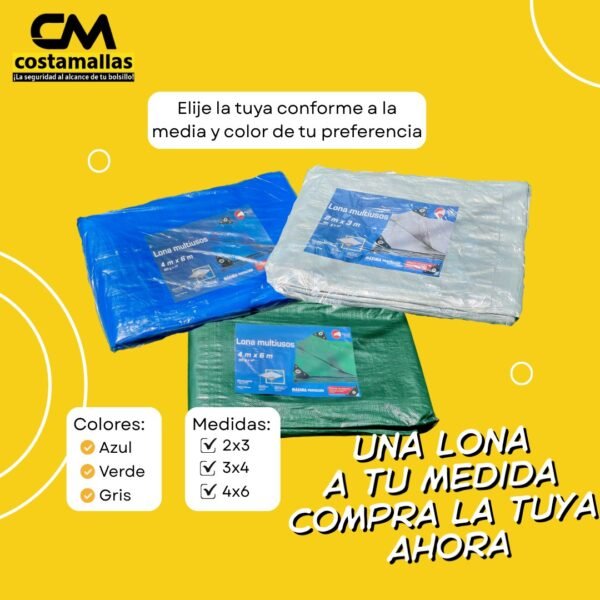 Lona Multiusos 120 gramos 3x4 colores verde/azul/gris - Image 2