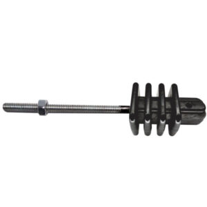 Aislador esquinero negro para cerca eléctrica con tornillo galvanizado